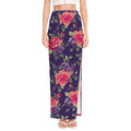 Rose Pansy Floral Flower Pattern Print High Slit Maxi Skirt