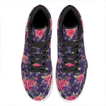 Rose Pansy Floral Flower Pattern Print High Top Leather Sneakers
