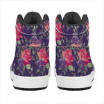 Rose Pansy Floral Flower Pattern Print High Top Leather Sneakers