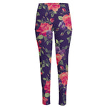 Rose Pansy Floral Flower Pattern Print High-Waisted Pocket Leggings
