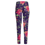 Rose Pansy Floral Flower Pattern Print High-Waisted Pocket Leggings