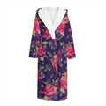 Rose Pansy Floral Flower Pattern Print Hooded Bathrobe