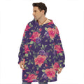 Rose Pansy Floral Flower Pattern Print Hoodie Blanket