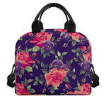 Rose Pansy Floral Flower Pattern Print Insulated Lunch Bag