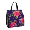 Rose Pansy Floral Flower Pattern Print Insulated Lunch Tote