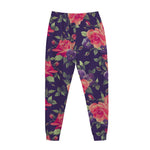 Rose Pansy Floral Flower Pattern Print Jogger Pants