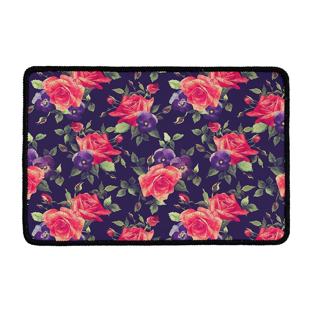 Rose Pansy Floral Flower Pattern Print Kitchen Mat