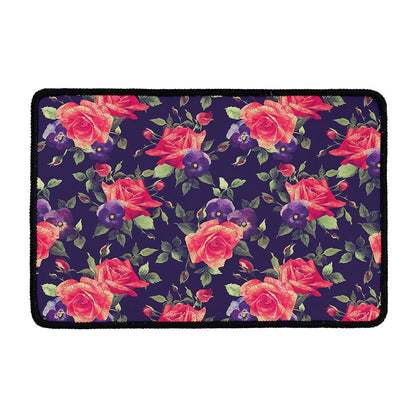 Rose Pansy Floral Flower Pattern Print Kitchen Mat