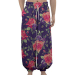 Rose Pansy Floral Flower Pattern Print Lantern Pants