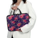 Rose Pansy Floral Flower Pattern Print Laptop Sleeve With Handle