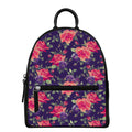 Rose Pansy Floral Flower Pattern Print Leather Backpack