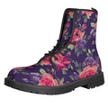 Rose Pansy Floral Flower Pattern Print Lace-Up Boots