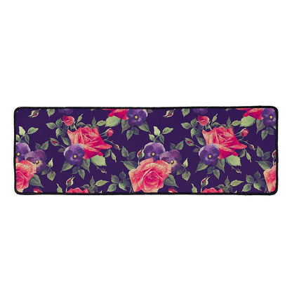 Rose Pansy Floral Flower Pattern Print Long Kitchen Mat