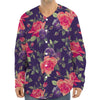 Rose Pansy Floral Flower Pattern Print Long Sleeve Baseball Jersey