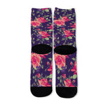 Rose Pansy Floral Flower Pattern Print Long Socks