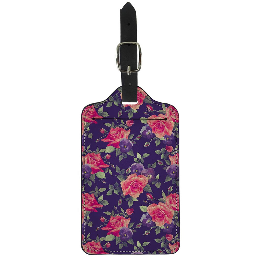 Rose Pansy Floral Flower Pattern Print Luggage Tag