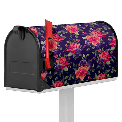 Rose Pansy Floral Flower Pattern Print Mailbox Cover