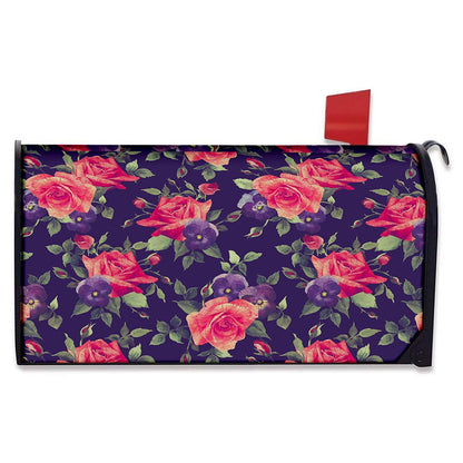 Rose Pansy Floral Flower Pattern Print Mailbox Cover