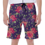 Rose Pansy Floral Flower Pattern Print Men's Beach Shorts
