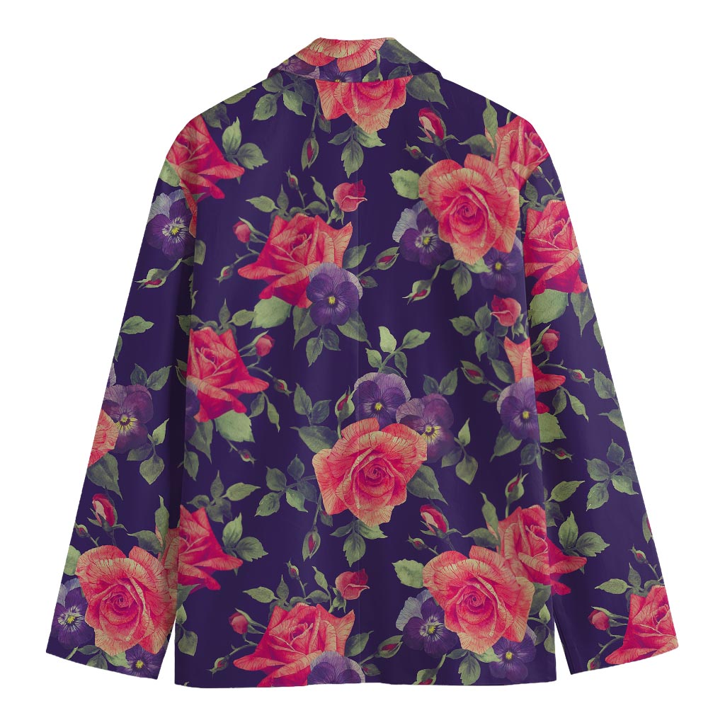 Rose Pansy Floral Flower Pattern Print Men's Blazer