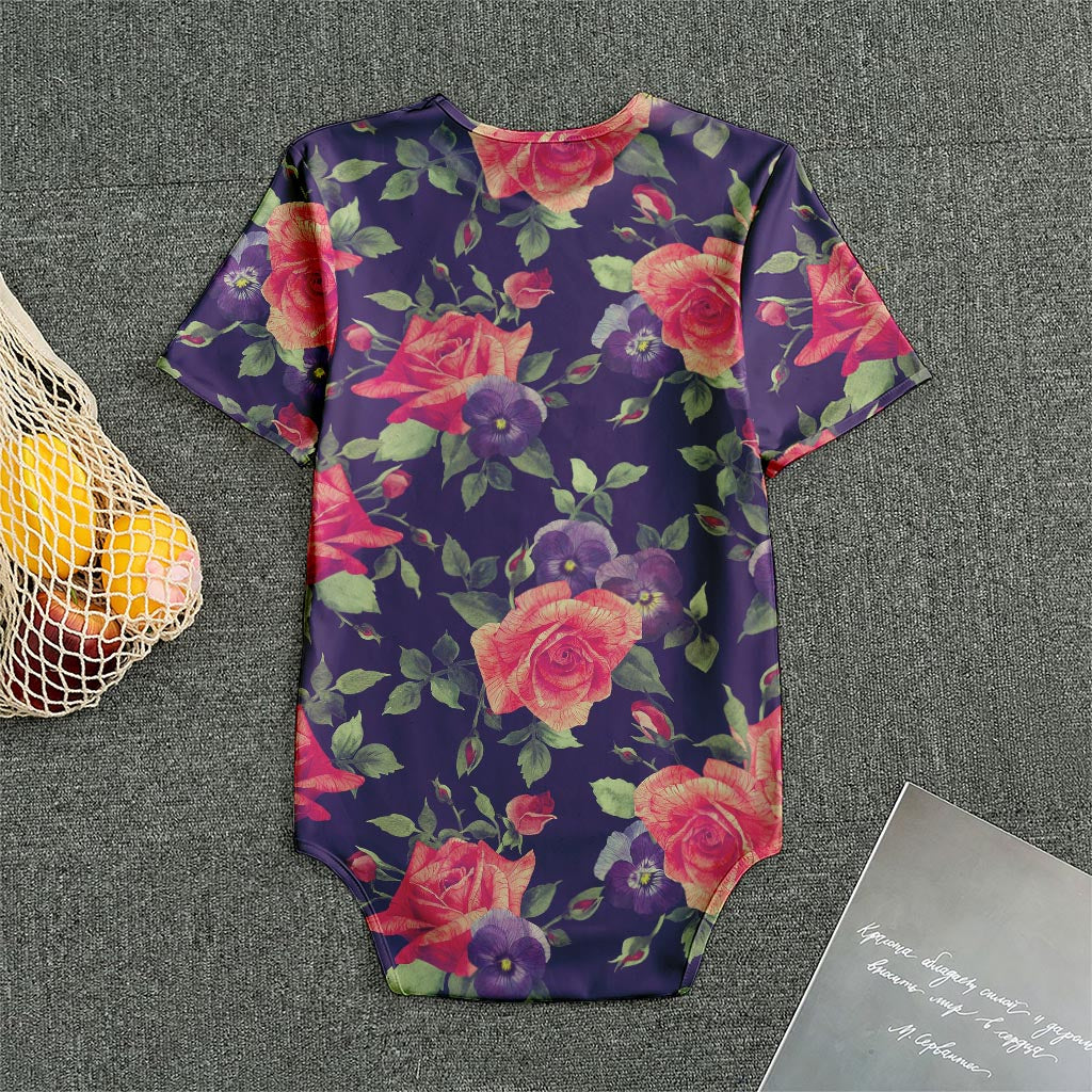 Rose Pansy Floral Flower Pattern Print Men's Bodysuit