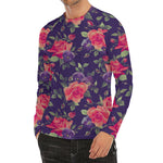 Rose Pansy Floral Flower Pattern Print Men's Long Sleeve Rash Guard