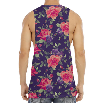 Rose Pansy Floral Flower Pattern Print Men's Muscle Tank Top