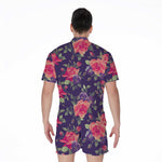 Rose Pansy Floral Flower Pattern Print Men's Rompers