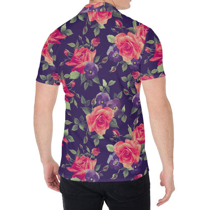 Rose Pansy Floral Flower Pattern Print Men's Shirt