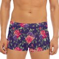 Rose Pansy Floral Flower Pattern Print Men's Short Boxer Briefs