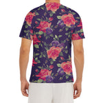 Rose Pansy Floral Flower Pattern Print Men's Short Sleeve Rash Guard
