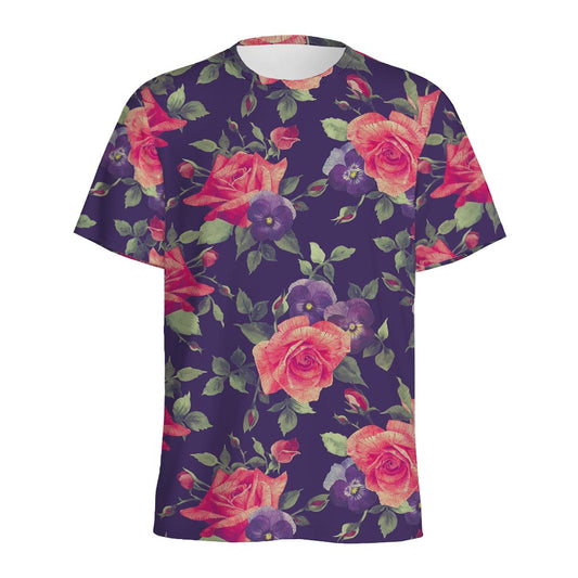 Rose Pansy Floral Flower Pattern Print Men's Sports T-Shirt