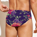 Rose Pansy Floral Flower Pattern Print Men's Swim Briefs