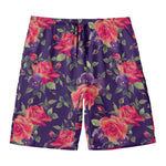 Rose Pansy Floral Flower Pattern Print Men's Swim Trunks