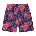Rose Pansy Floral Flower Pattern Print Men's Swim Trunks