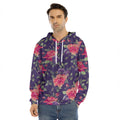 Rose Pansy Floral Flower Pattern Print Men's Velvet Pullover Hoodie