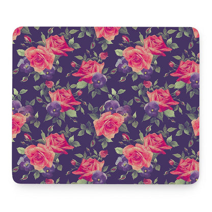 Rose Pansy Floral Flower Pattern Print Mouse Pad