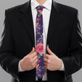 Rose Pansy Floral Flower Pattern Print Necktie