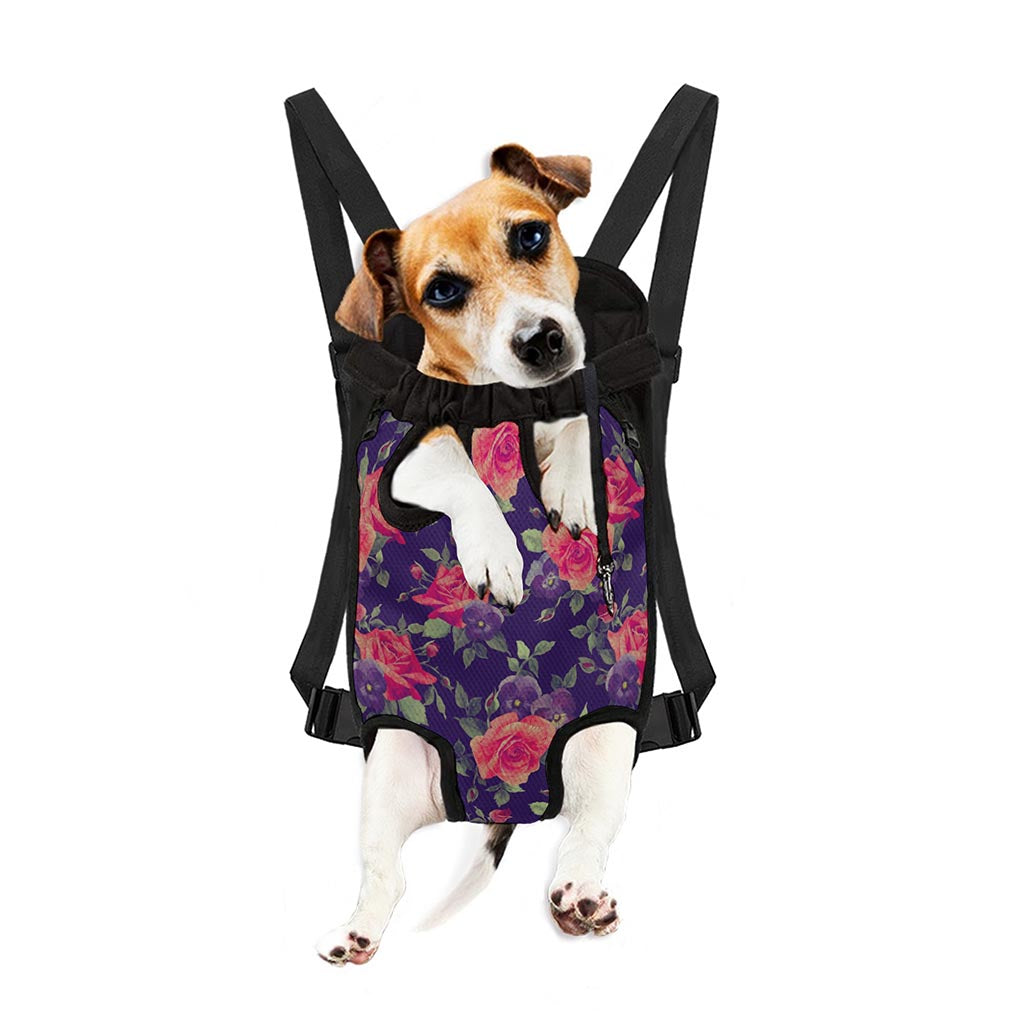 Rose Pansy Floral Flower Pattern Print Pet Carrier Backpack