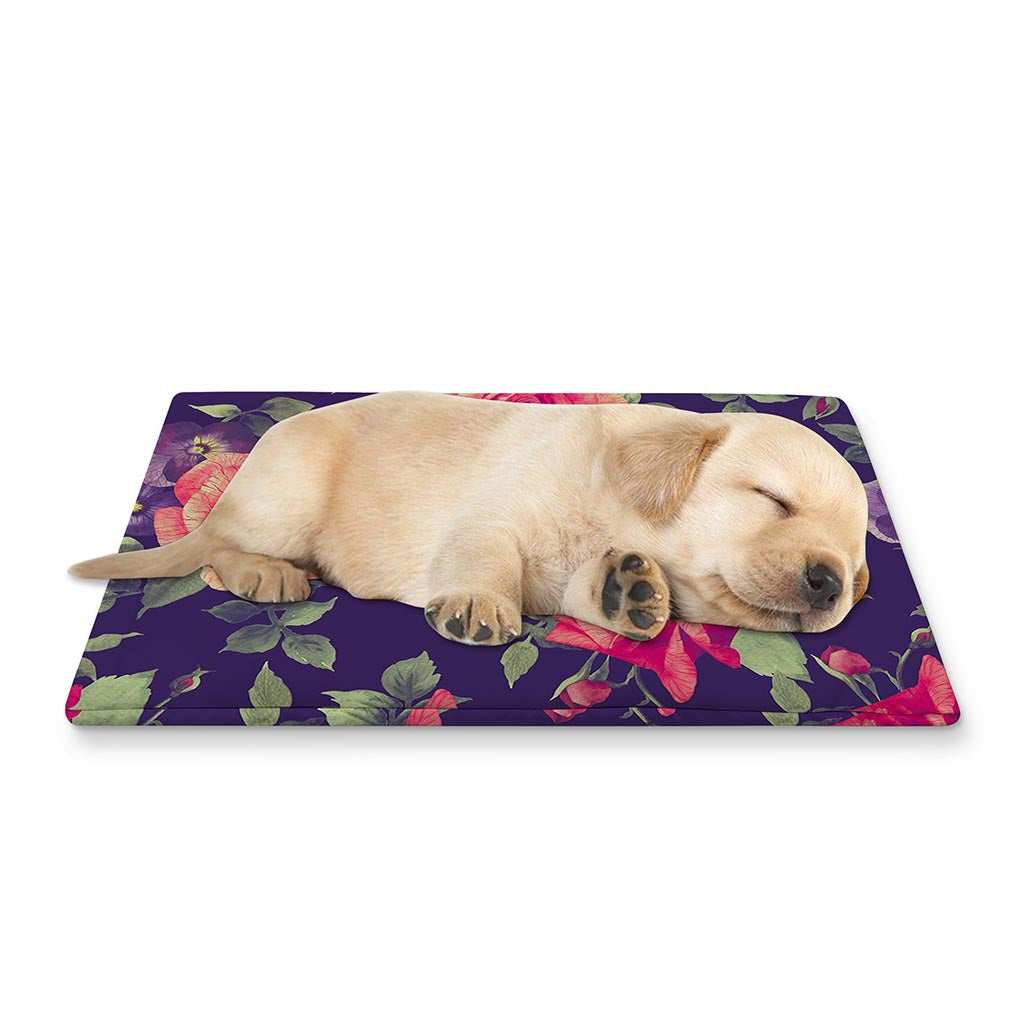Rose Pansy Floral Flower Pattern Print Pet Cooling Mat Cover