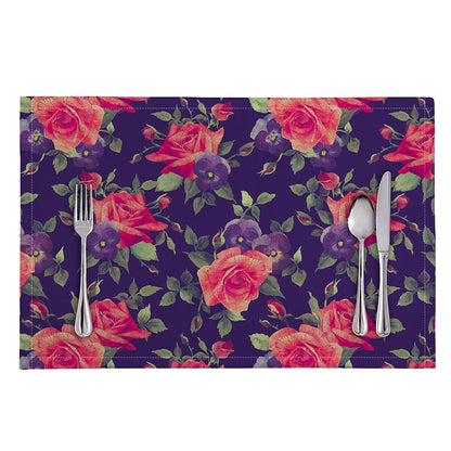 Rose Pansy Floral Flower Pattern Print Placemat