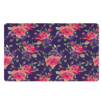 Rose Pansy Floral Flower Pattern Print Polyester Doormat