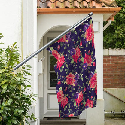 Rose Pansy Floral Flower Pattern Print Polyester Flag