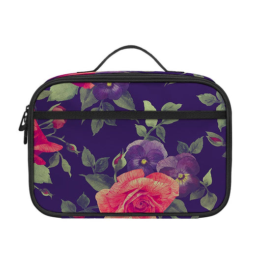 Rose Pansy Floral Flower Pattern Print Portable Lunch Bag