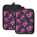 Rose Pansy Floral Flower Pattern Print Pot Holders With Pocket