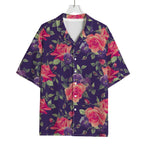 Rose Pansy Floral Flower Pattern Print Rayon Hawaiian Shirt