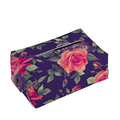 Rose Pansy Floral Flower Pattern Print Rectangle Tissue Box Cover