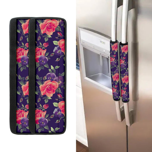 Rose Pansy Floral Flower Pattern Print Refrigerator Handle Covers