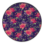 Rose Pansy Floral Flower Pattern Print Round Floor Mat