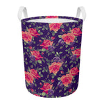 Rose Pansy Floral Flower Pattern Print Round Laundry Basket